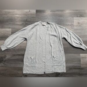 LOFT Light Gray Balloon Sleeve Open Knit Women's Cardigan